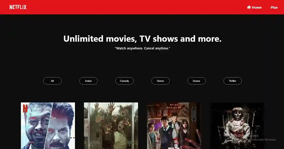 netflix clone website preview image